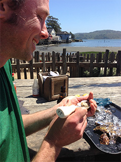 Carter at Hog Island Oyster Co., Tomales Bay